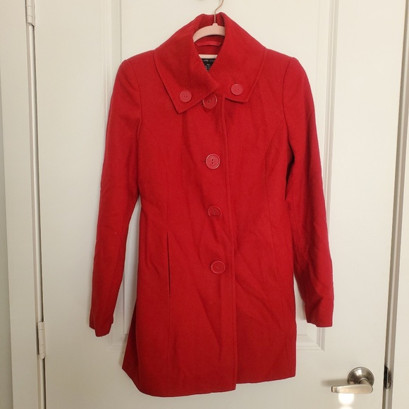 NEW YORK & CO RED COAT SIZE 2 - Picture 1 of 9